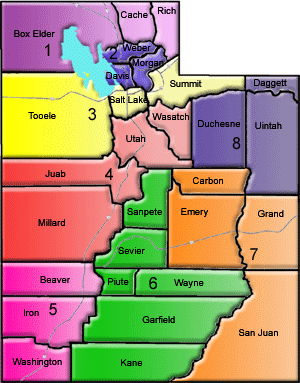Map of Utah Counties